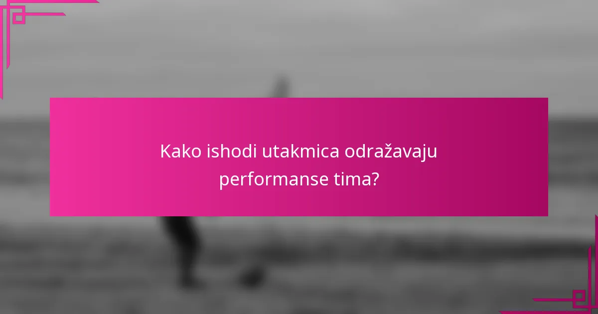 Kako ishodi utakmica odražavaju performanse tima?