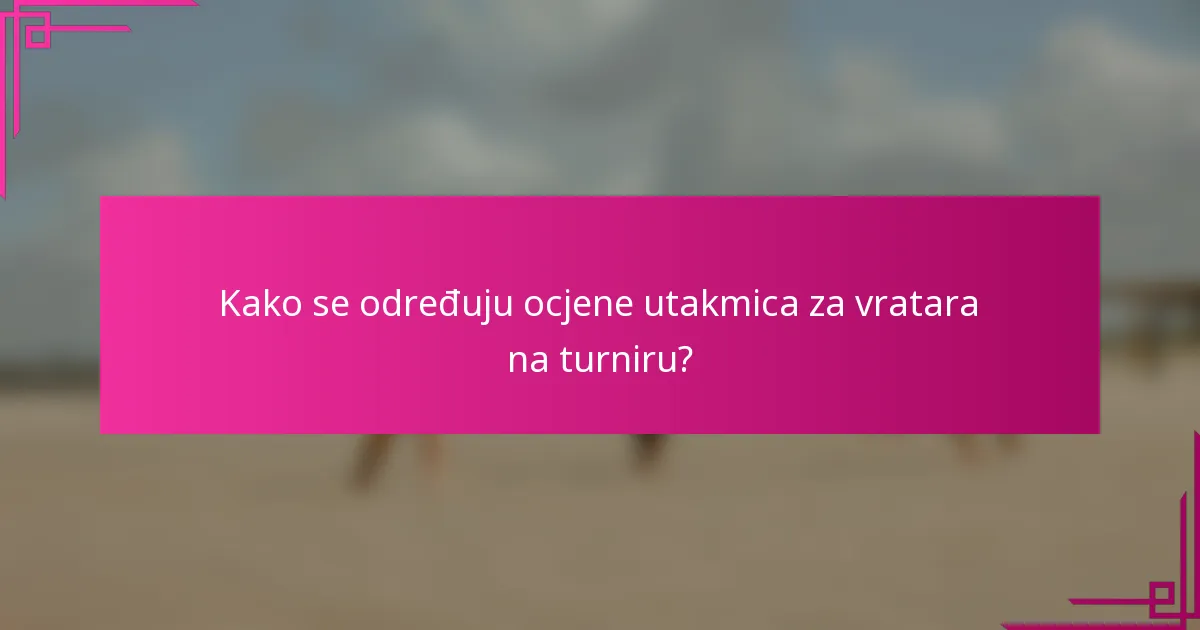 Kako se određuju ocjene utakmica za vratara na turniru?